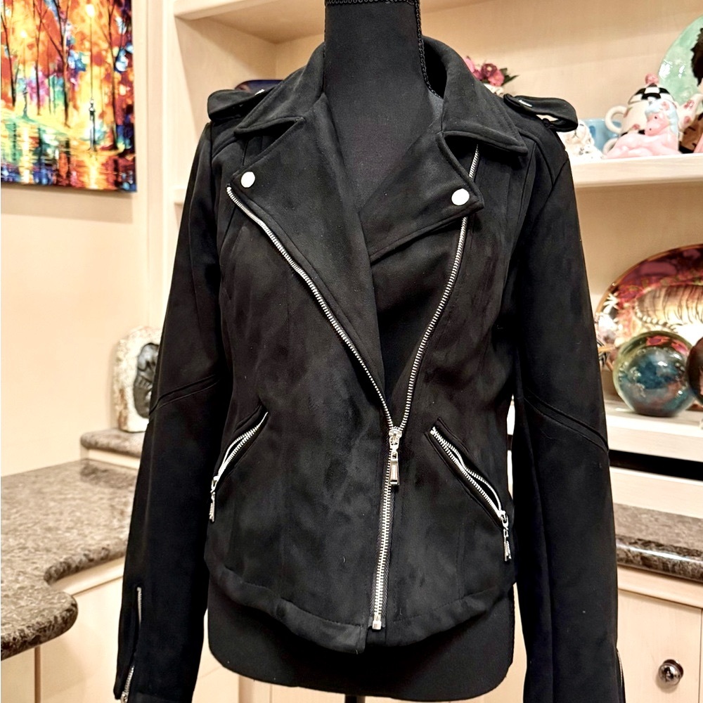 Jou Jou Black Faux Suede Biker Jacket